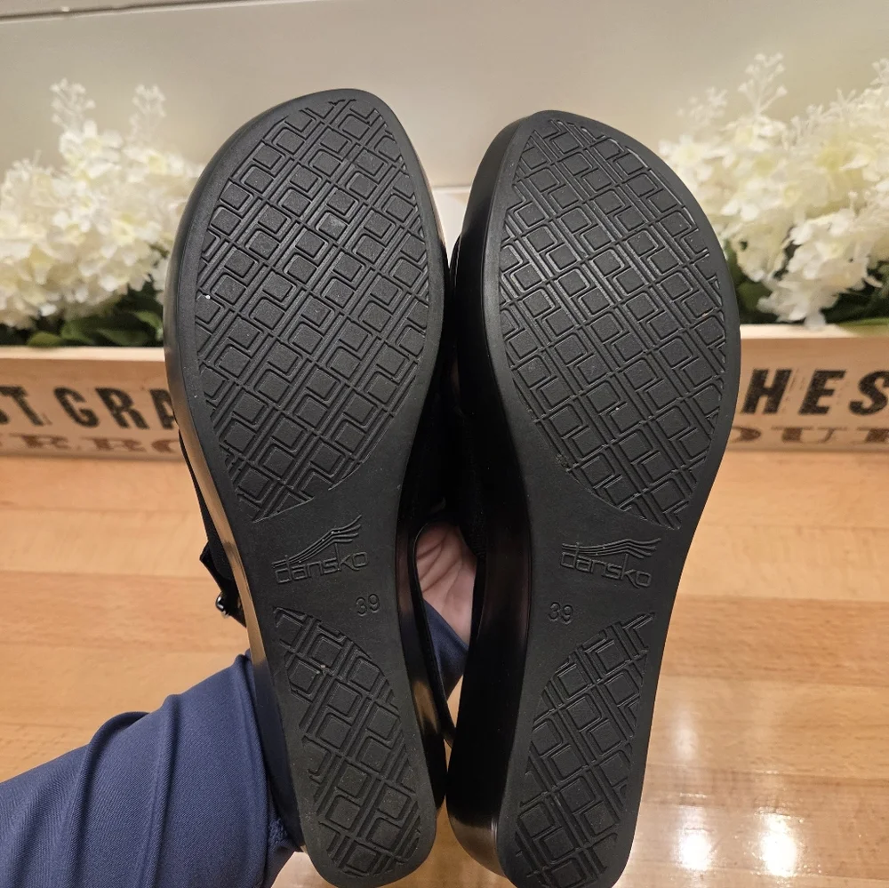 Dansko Black Leather Sling-back Sandals Womens Size 39